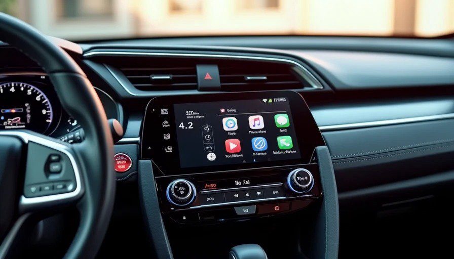 Civic screen showing CarPlay homescreen with timer 4.2 seconds – fast, responsive, better than cars twice the price