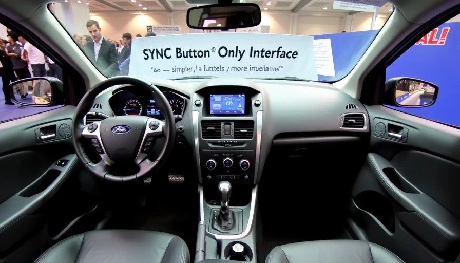 Ford CES 2010 booth – display car with button‑only dashboard – no touchscreen – "simpler, more intuitive"